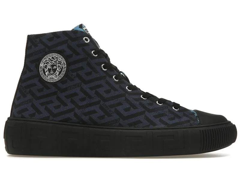Versace Greca High Top Greek Print Dark Blue Black | DSU8403-1A02719_5U32P