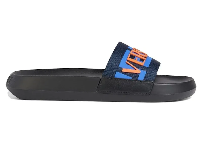 Versace Greca Logo Slides Black Blue Red | 1008732 1A05627 2UF90