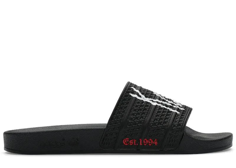 adidas Adilette Slides KoRn 30th Anniversary “Core Black / Cloud White / Better Scarlet” | IH3753