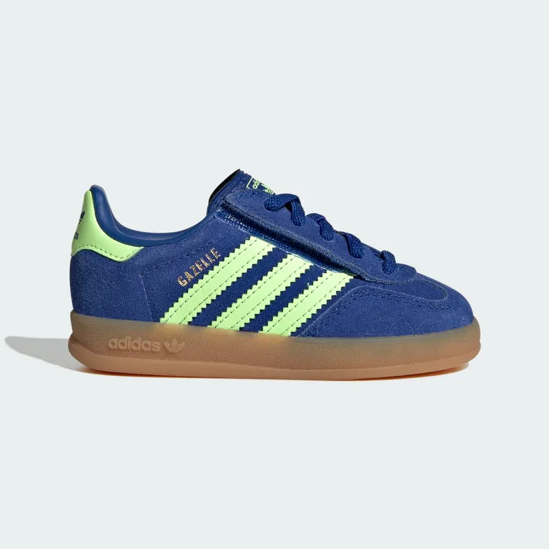 Adidas GAZELLE INDOOR COMFORT CLOSURE ELASTIC LACE SCHOENEN Royal Blue / Green Spark / Gold Metallic | KJ2305