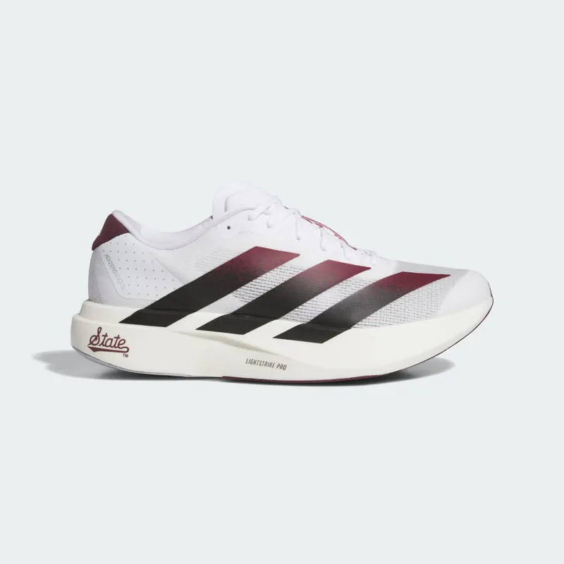 Adidas Adizero EVO SL “NCAA – Mississippi State Bulldogs” “Cloud White / Core Black / Team Maroon” | JQ4573