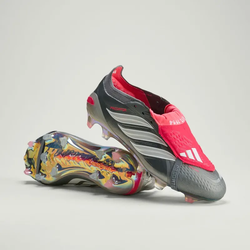 Adidas Predator Elite Fold-Over Tongue FG “Finishers Steel Pack” “Iron Metallic / Cloud White / Lucid Red” | JS0379
