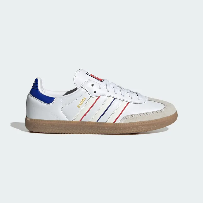 adidas Samba Olympique Lyonnais “Footwear White / Lucid Blue / Pure Ruby” | JQ4049