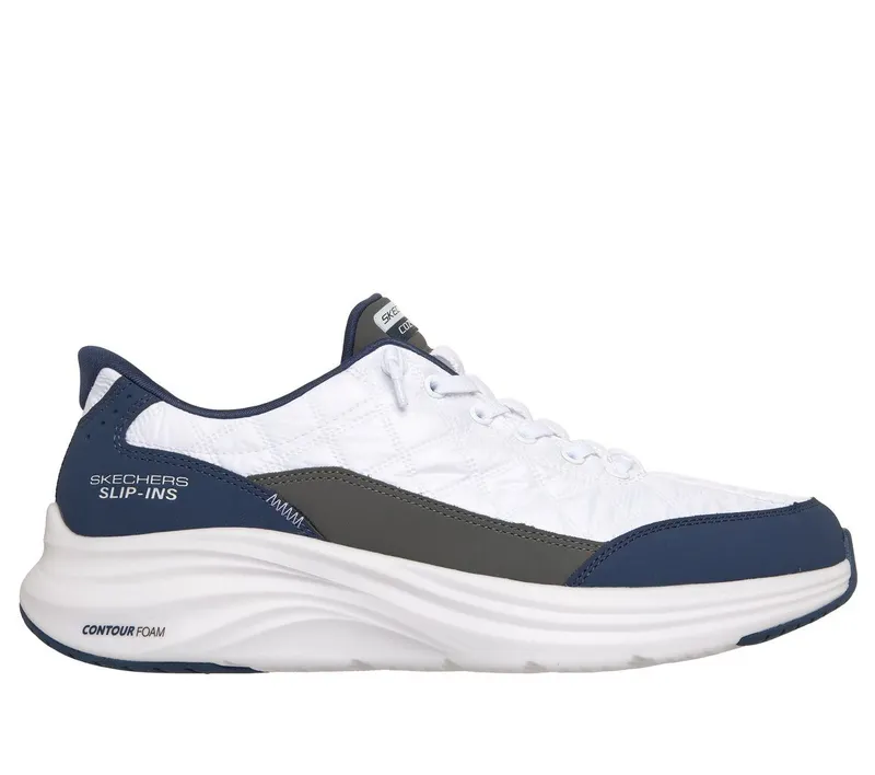 Skechers Slip-ins: Contour Foam – Cozy Fit Sneaker Wit/Marine | 232619_WNV