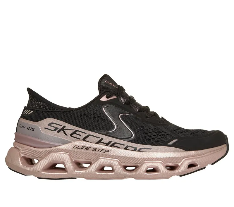 Skechers Slip-ins: Glide-Step Altus – Starlight Shine Sneaker Zwart/Roos Goud | 150514_BKRG