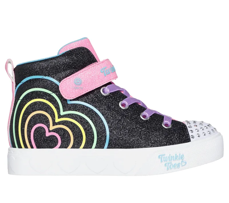 Skechers Twinkle Toes: Heart Steps – Heart Glow Sneaker Zwart | 314623L_BKMT