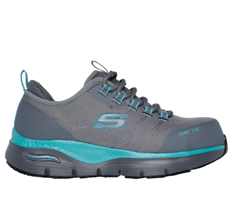 Skechers Work Slip-Resistant: Arch Fit – Ebinal Sneaker Grijs/Aqua | 108075EC_GYAQ