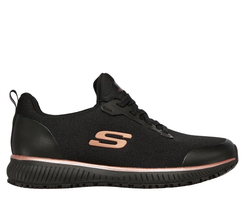 Skechers Work Slip-Resistant: Squad Sneaker Zwart/Roos Goud | 77222EC_BKRG