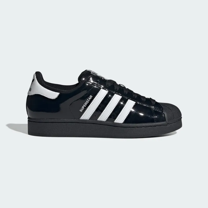 Adidas Superstar 2 “”Patent Leather”” “Core Black / Cloud White / Core Black” | JR7313