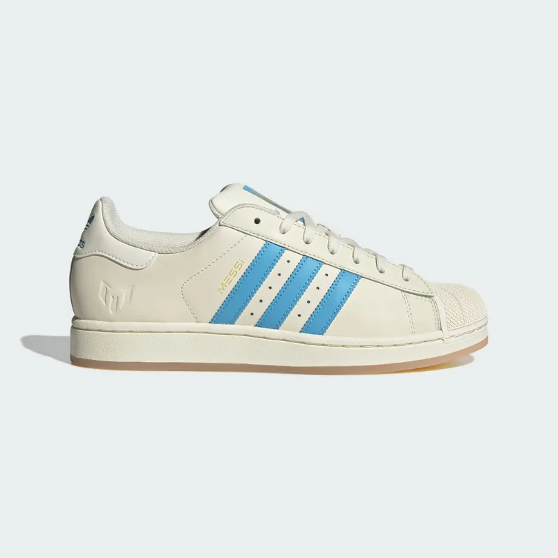 Adidas Superstar “Lionel Messi – Argentina” “Cream White / Semi Blue Burst / Gold Metallic” | JQ1256