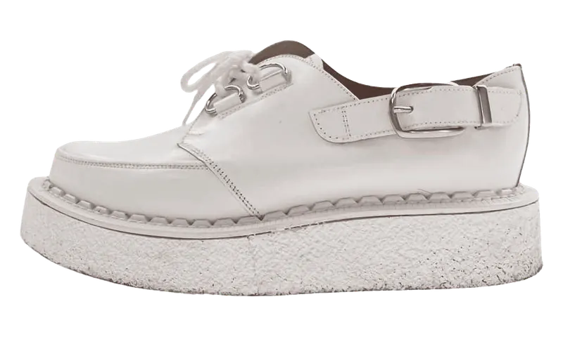 Comme Des Garcons Homme Plus George Cox Side Strap Creeper Leather Shoes “White” | PZ-K114-001