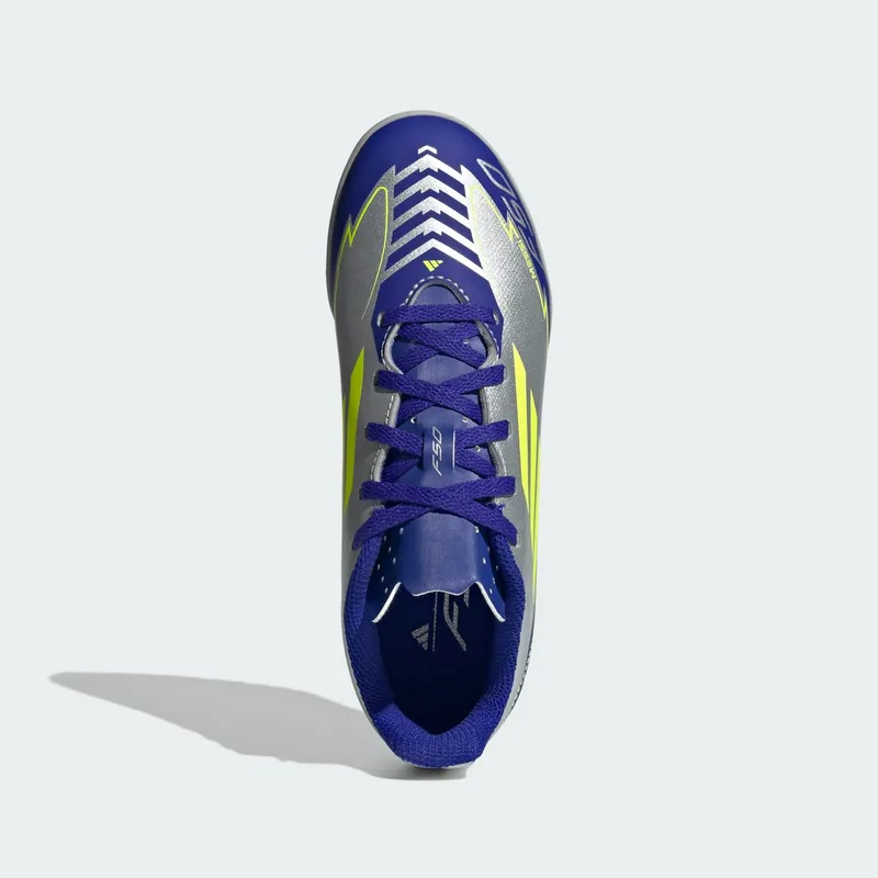 adidas F50 Club TF Messi Player Pack 1 “Silver Metallic / Solar Yellow / Lucid Blue” | IH0923