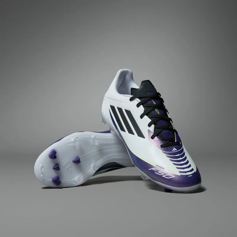 adidas F50 League Firm/Multi-Ground Messi Cloud White Core Black Purple | IE9073
