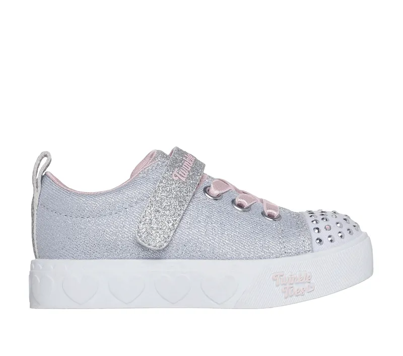 Skechers Twinkle Toes: Heart Steps – Shimmer Sweetie Sneaker Grijs/Roze | 314620N_GYPK