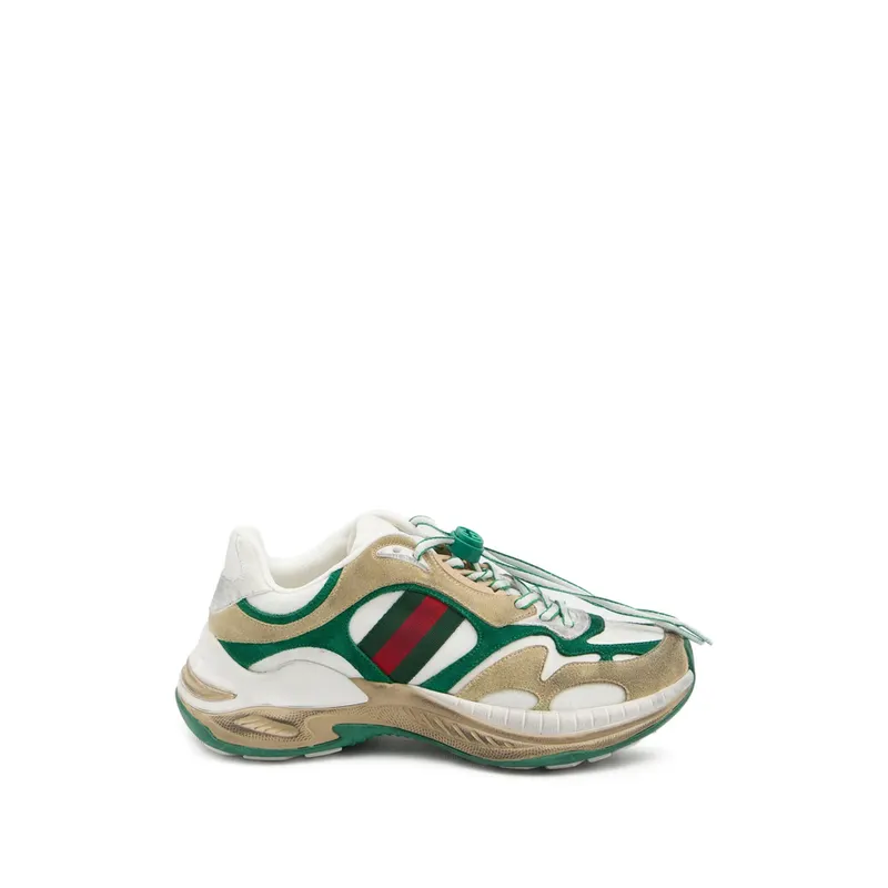 Gucci Drawstring Stripe Leather “Neutrals/Green” | 853709 AAGGM 9251