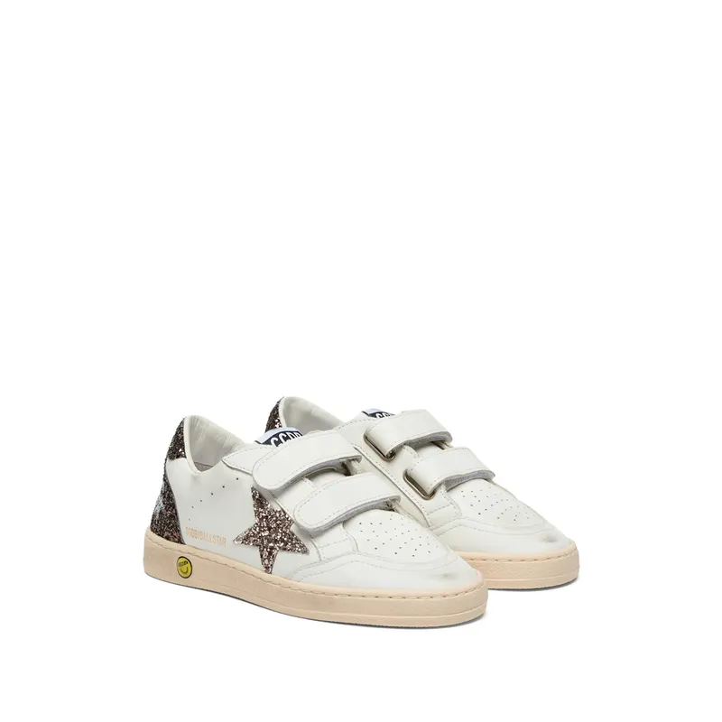 Golden Goose Ball Star Strap Leather Upper Toe and Strap Glitter Star Heel and Spur “White” | GJF00501 F008649 12509