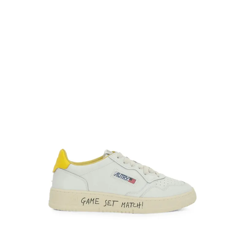 Autry Medalist Perforated Leather “White/Yellow” | AULM ML07