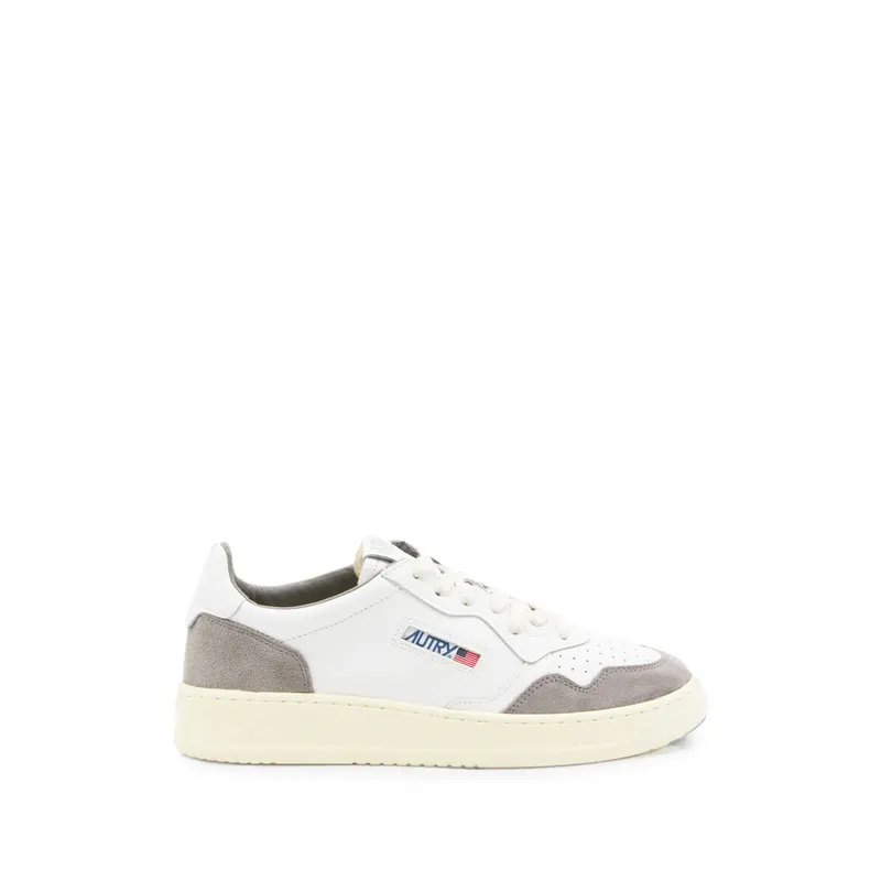 Autry Medalist Suede-panelled Perforated “White/Grey” | AULM FT15