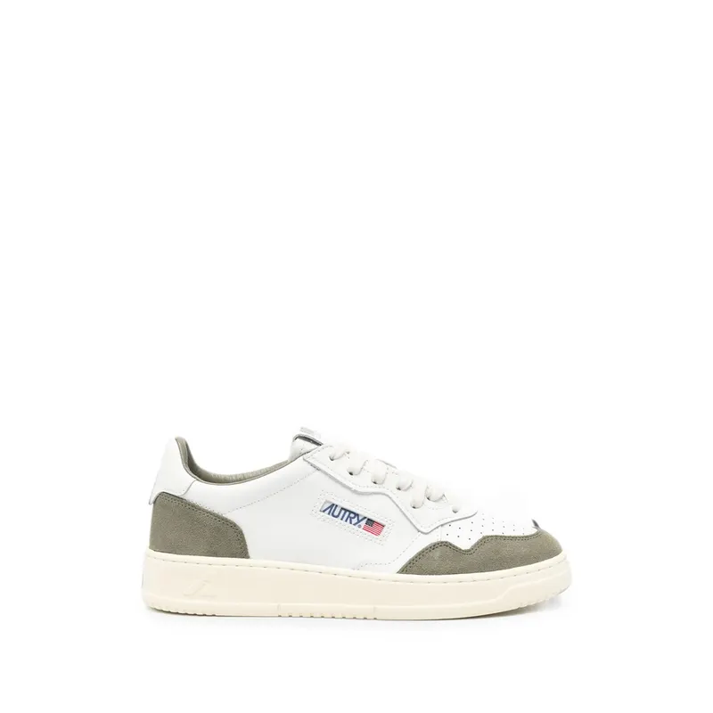 Autry Medalist Calf Suede-panelled “White/Green” | AULM FT21