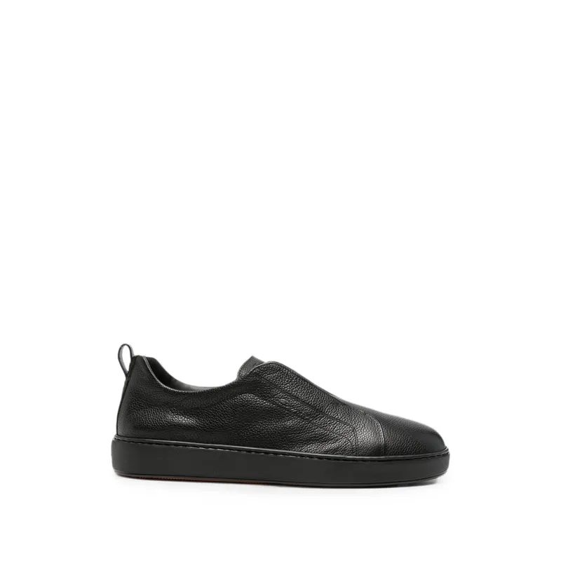 Santoni S-Victory Grainy-leather Slip-on “Black” | MBCD22211NEAT CKAN01