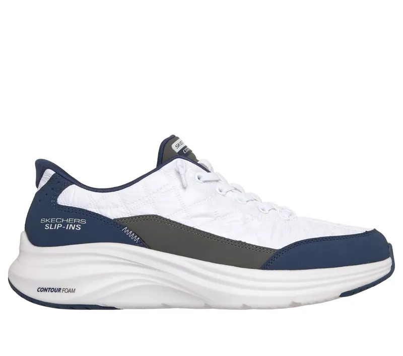 Skechers Slip-ins: Contour Foam – Cozy Fit Sneaker Wit/Marine | 232619_WNV