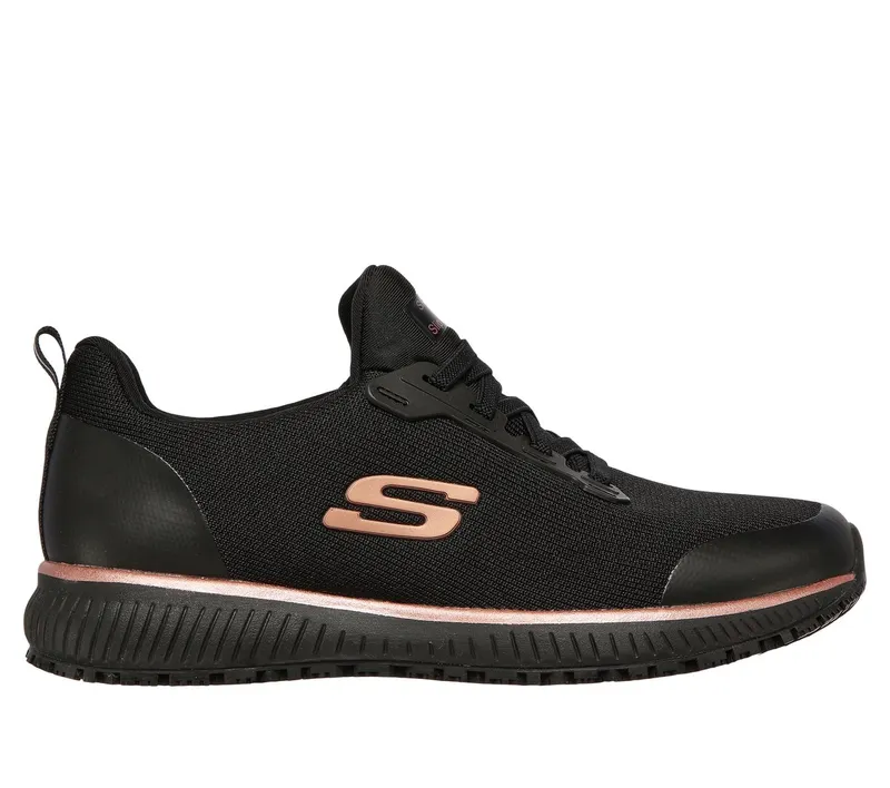 Skechers Work Slip-Resistant: Squad Sneaker Zwart/Roos Goud | 77222EC_BKRG