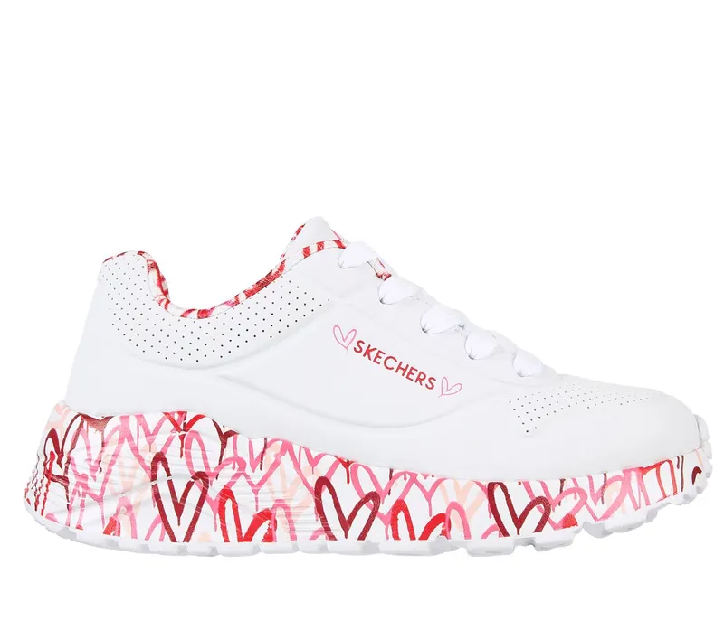 Skechers x JGoldcrown: UNO Lite – Lovely Luv Sneaker Wit/Rood/Roze | 314976L_WRPK