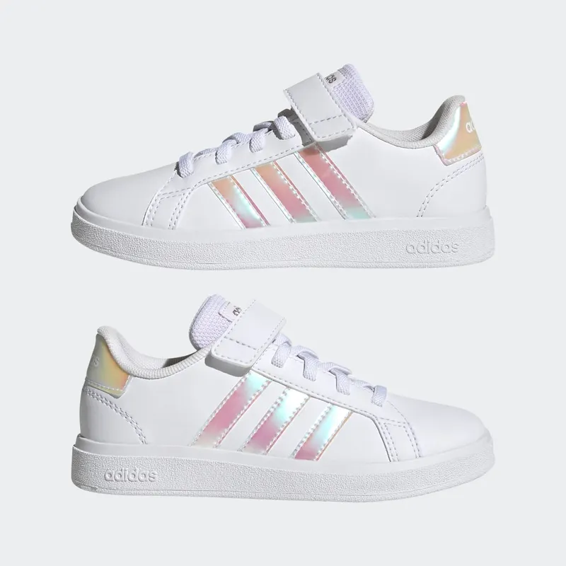 adidas Grand Court Lifestyle Court Elastic Lace and Top Strap Cloud White / Iridescent / Cloud White (GY2327)