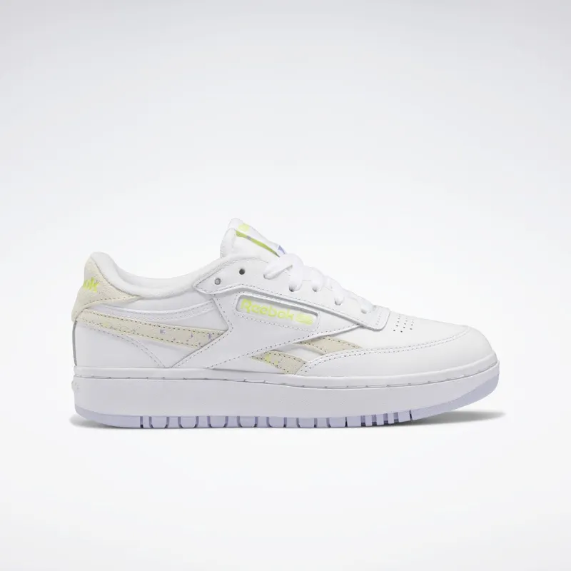 Reebok Club C Double Schoenen Cloud White / Lucid Lilac / Solar Acid Yellow