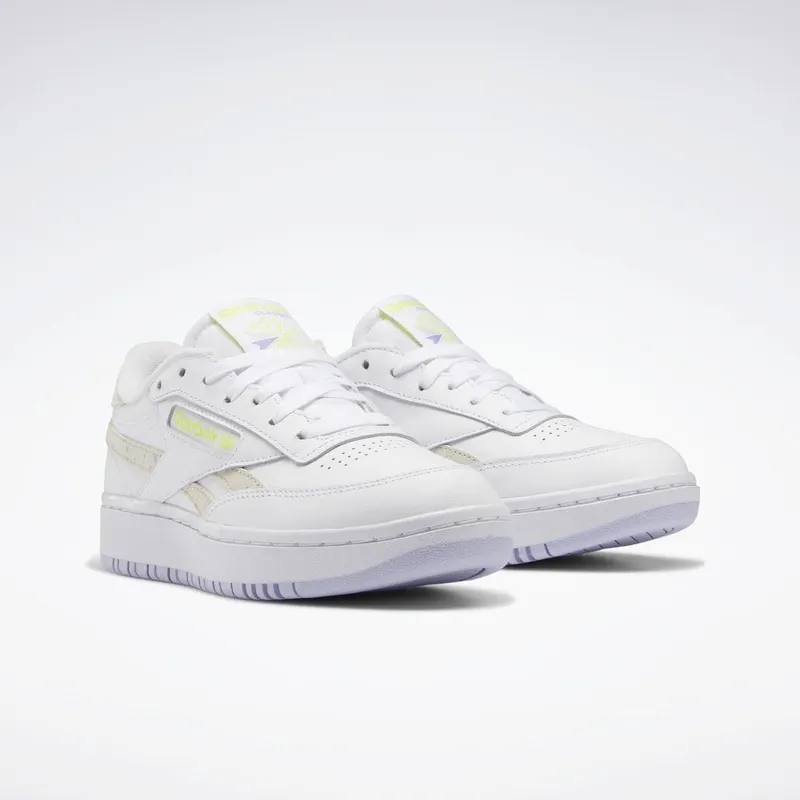 Reebok Club C Double Schoenen Cloud White / Lucid Lilac / Solar Acid Yellow