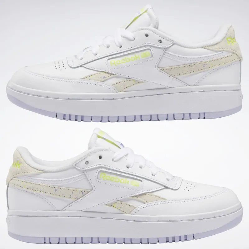 Reebok Club C Double Schoenen Cloud White / Lucid Lilac / Solar Acid Yellow
