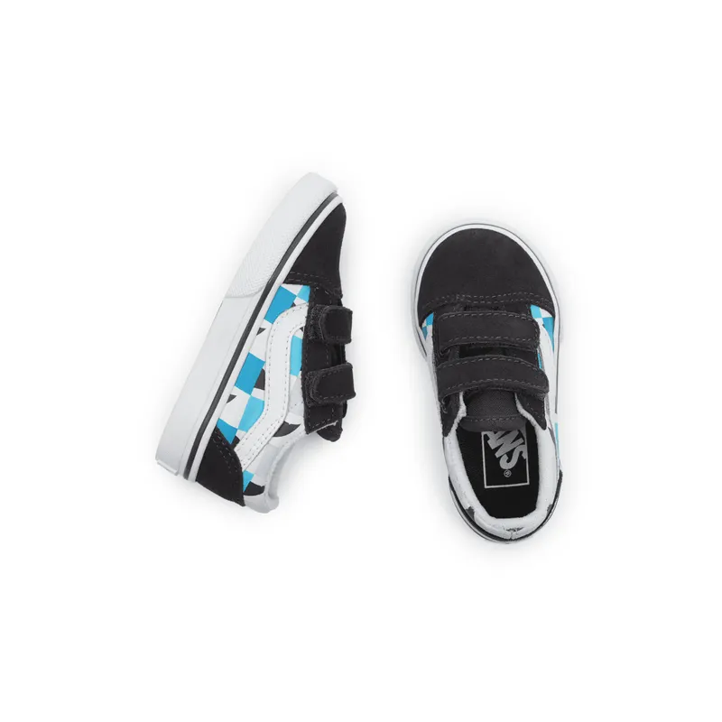 VANS Glow Checkerboard Sharks Old Skool Velcro Zwart (VN000D3YAC3)