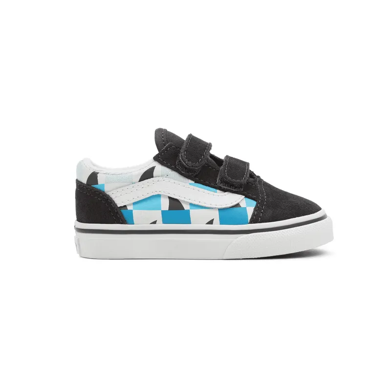 VANS Glow Checkerboard Sharks Old Skool Velcro Zwart (VN000D3YAC3)