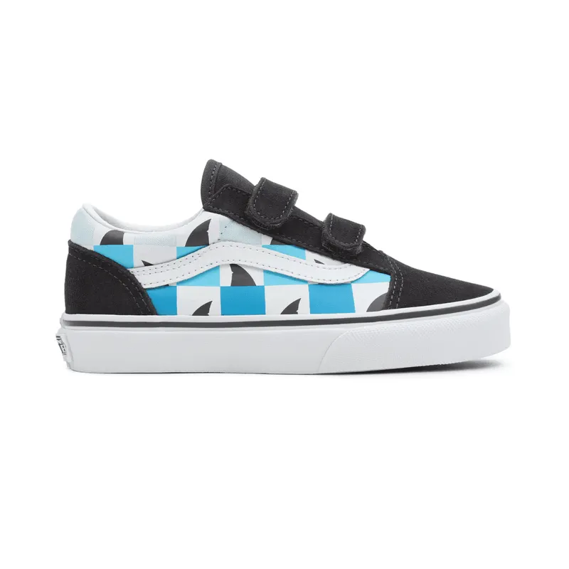 VANS Glow Checkerboard Sharks Old Skool Kinderschoenen Met Klittenband Zwart (VN0A4BUVAC3)