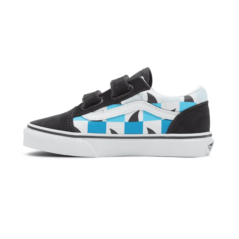 VANS Glow Checkerboard Sharks Old Skool Kinderschoenen Met Klittenband Zwart (VN0A4BUVAC3)