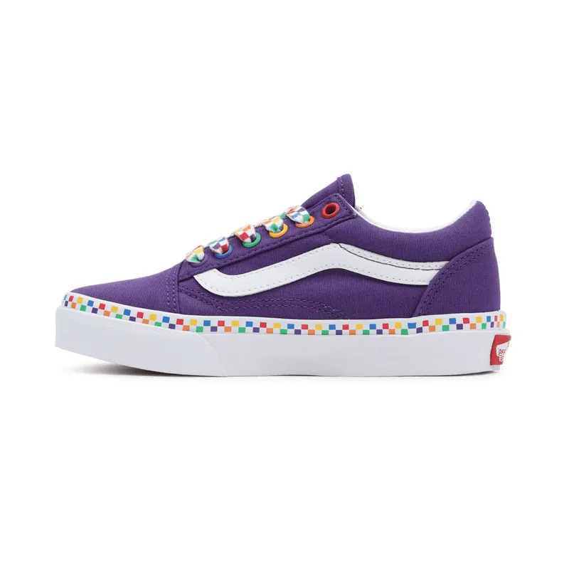 VANS Rainbow Checkerboard Old Skool Kinderschoenen Paars (VN0A7Q5FAC0)
