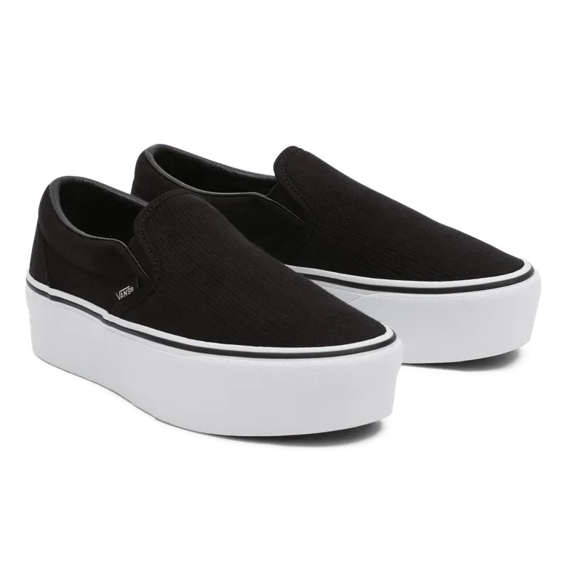 VANS Ribgebreide Slip-on Stackform Zwart (VN0A7Q5RB11)