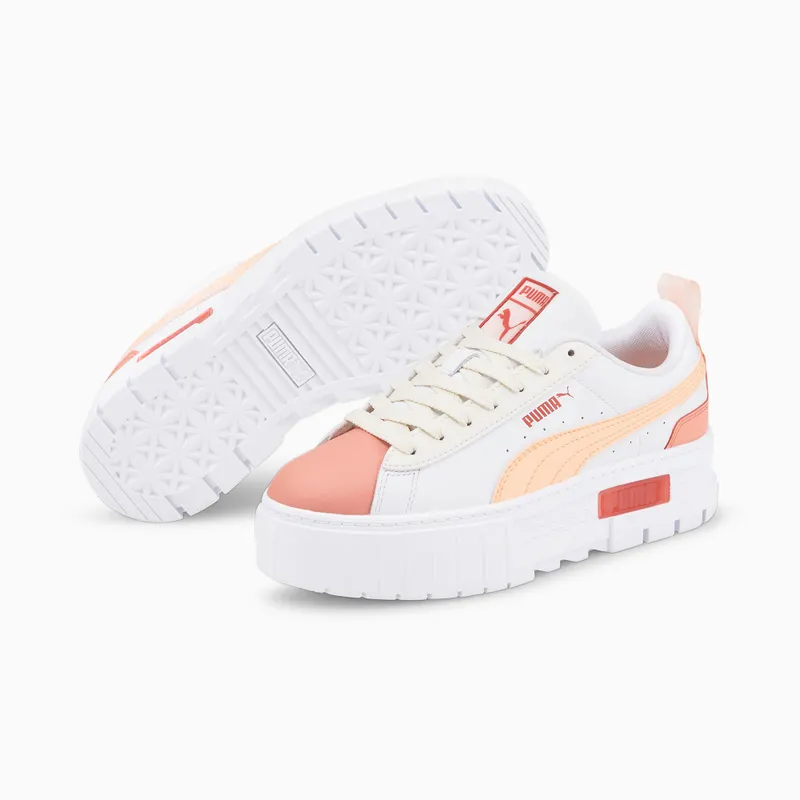 Puma Mayze Leather Wit/Roze (385591-01)