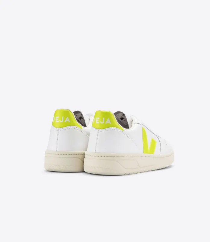 Veja V-10 LEATHER WHITE JAUNE FLUO (VX022086)