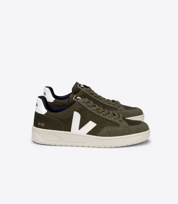 Veja V-12 VEGAN B-MESH OLIVE WHITE (XD0102820A)