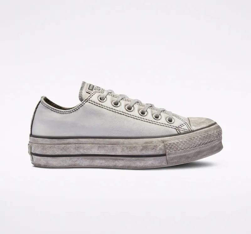 Converse Chuck Taylor All Star Leather Smoke Platform Wit/white Smoke In (562911C)