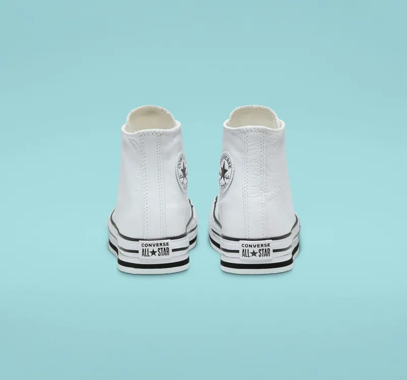 Converse Leather Chuck Taylor All Star Platform voor kids Wit/wit/zwart (666392C)