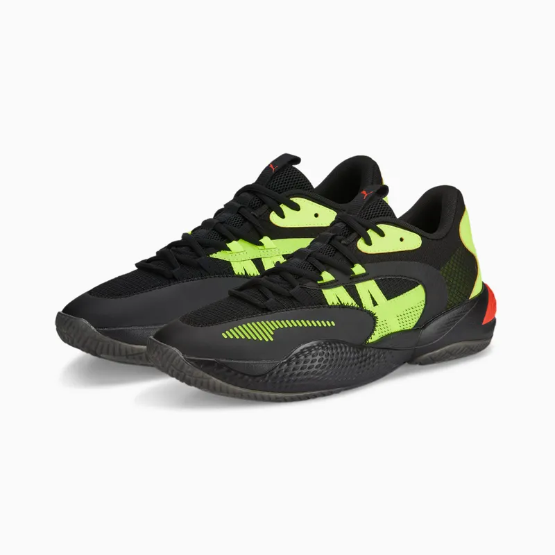 Puma Court Rider 2.0 Glow Stick basketbalschoenen Zwart/Groen (377393-01)