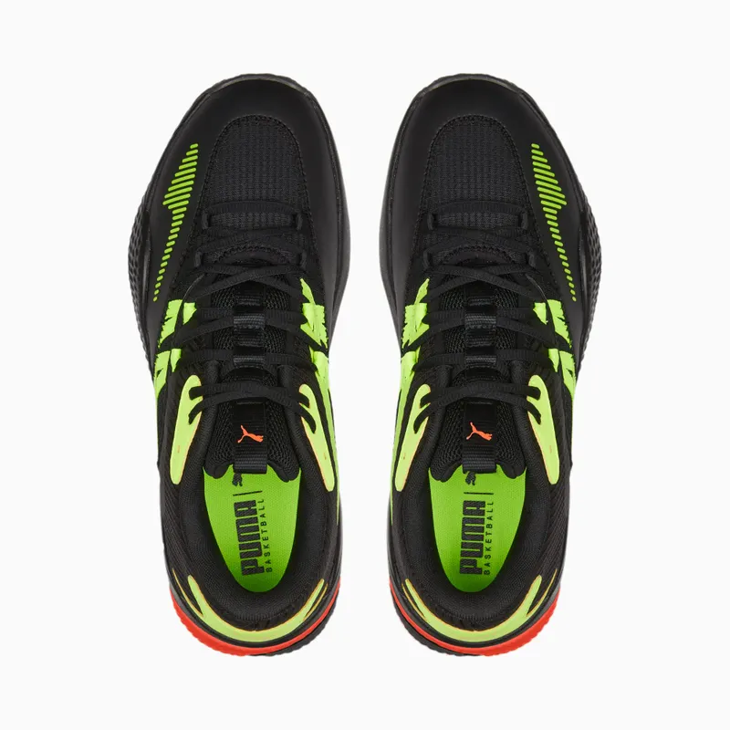 Puma Court Rider 2.0 Glow Stick basketbalschoenen Zwart/Groen (377393-01)