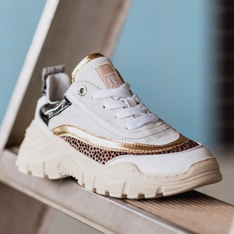 Red-Rag Sneakers Beige / Dierenprint / Goud / Zwart (13174-299)