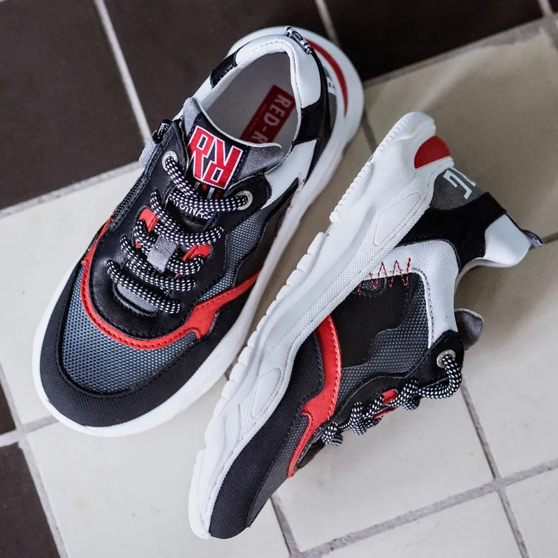 Red-Rag Sneakers Grijs / Rood / Wit / Zwart (13595-929)