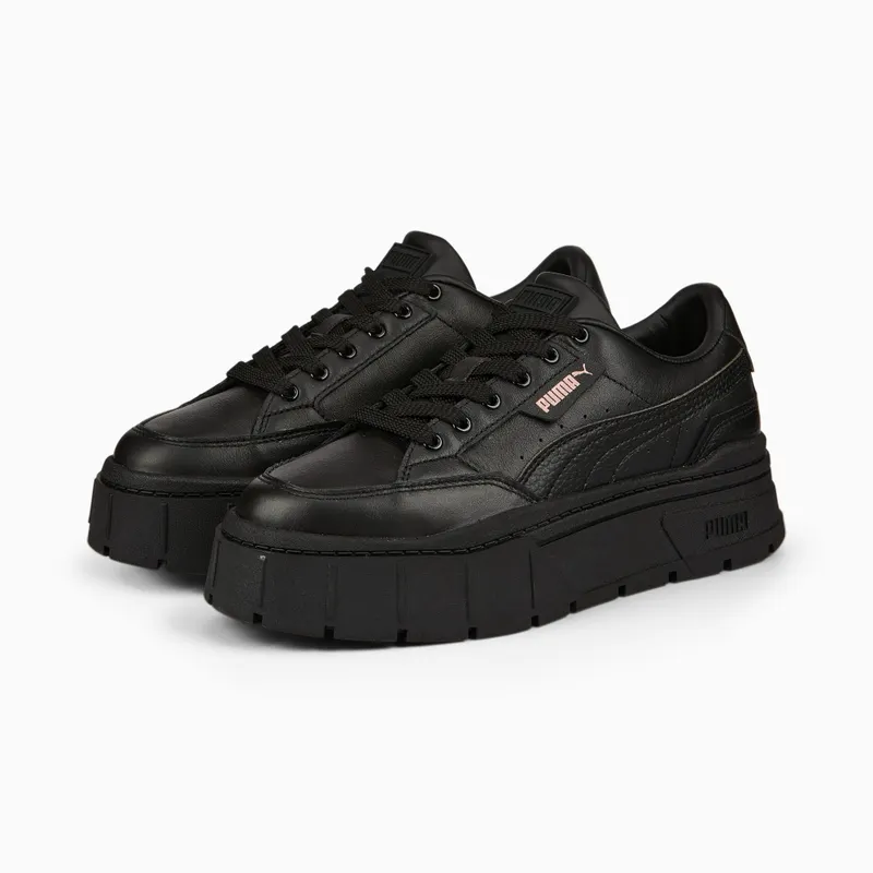 Puma Mayze Stack Leather Women Zwart (384412-02)