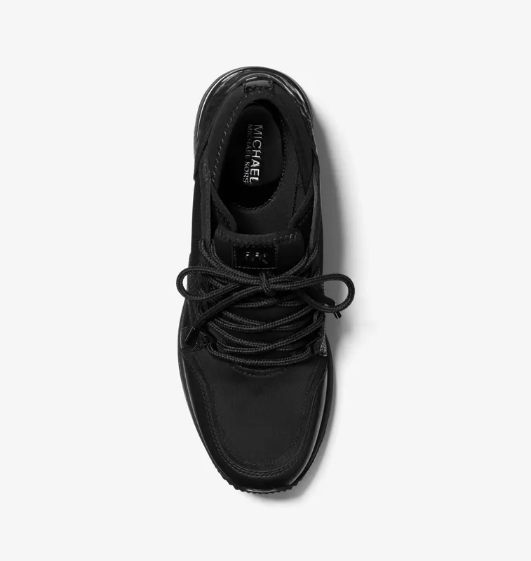 Michael Kors MK Liv Scuba and Lizard Embossed Leather Trainer – Black (43F0LVFS1D-0001)