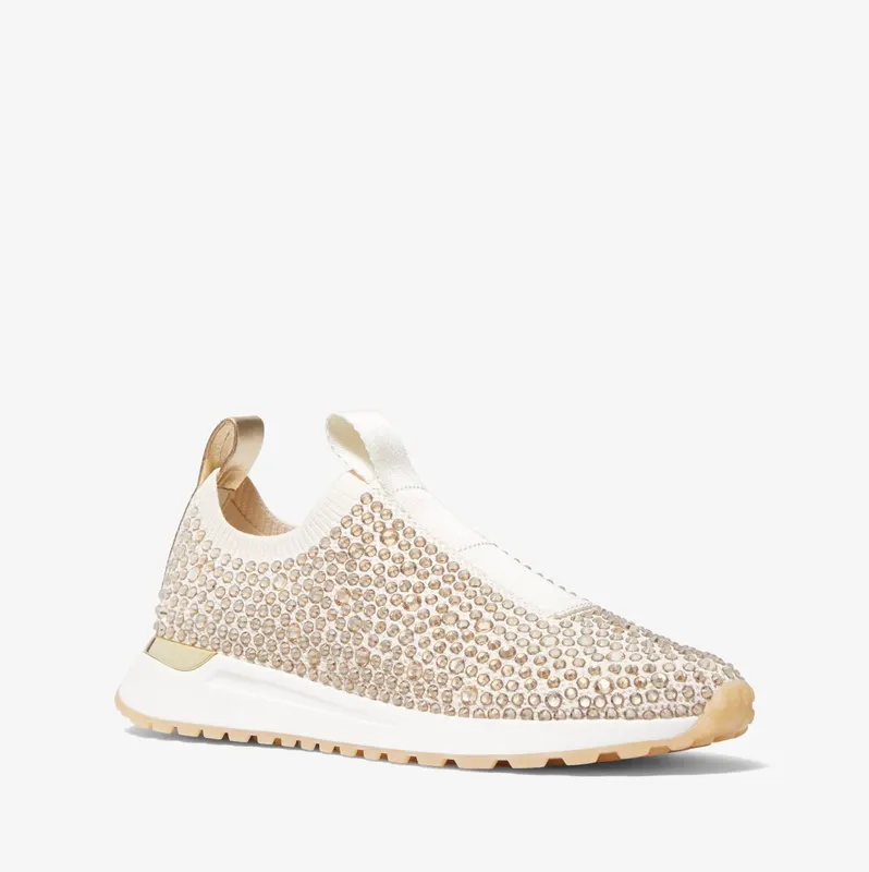 Michael Kors MK Bodie Embellished Mesh Slip-On Trainer – Cream (43F1BDFP5D-0141)