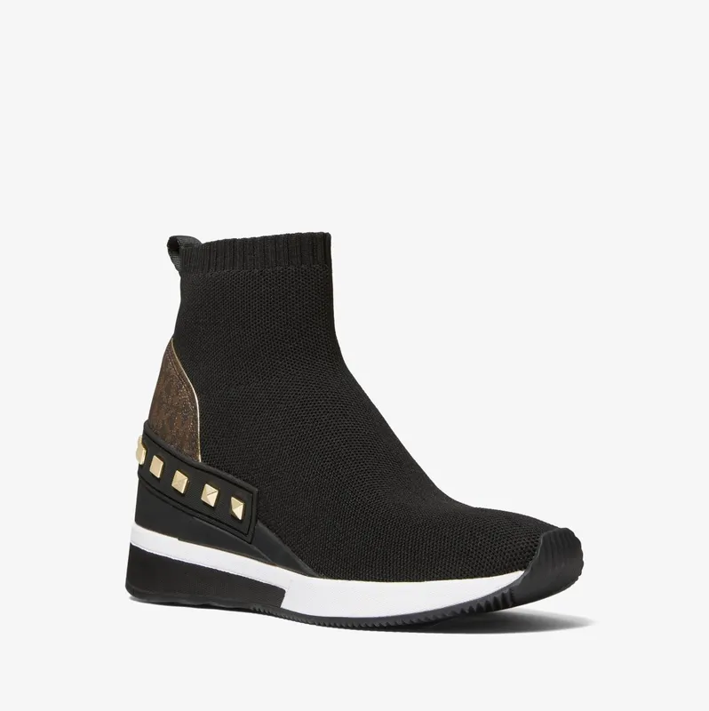 Michael Kors MK Skyler Studded Stretch Knit Sock Sneaker – Black (43F1SKFE7D-0001)